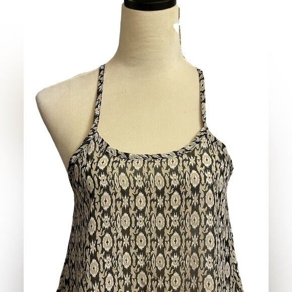 Nabee Black, Cream & White Designed Sheer Racerback Tank Top (Size: Small) - Picture 10 of 11